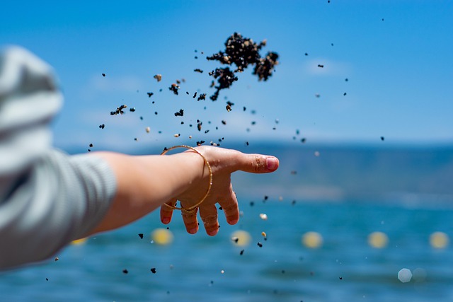 water, nature, stone, hand, lake, sea, throwing, sand, sky, bracelet